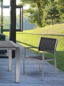 Stohovateľná záhradná stolička s opierkami Inez, Oceľ, sivá, Š 54 x H 57 cm