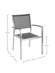 Silla con resposabrazos para exterior Irwin, Estructura: aluminio satinado, Asiento: textil, Acero, gris, An 54 x F 57 cm