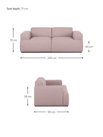 Sofa Melva (2-Sitzer) in Rosa, Bezug: Polyester Der hochwertige, Gestell: Massives Kiefernholz, Spa, Webstoff Rosa, B 200 x T 101 cm