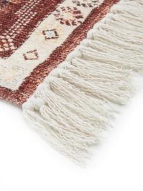 Dywan z bawełny z frędzlami Tanger, 100% bawełna, Terakota, odcienie kremowego, S 60 x D 90 cm (Rozmiar XXS)