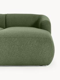 Canapé d'angle modulable 3 places en tissu bouclé Sofia, Bouclé vert foncé, larg. 272 x prof. 160 cm, méridienne à droite