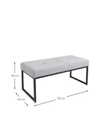 Banquette rembourrée Smart Dolce, Tissu gris clair, larg. 90 x haut. 40 cm