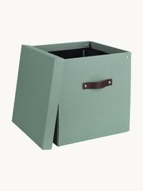 Aufbewahrungsbox Logan, Box: Canvas, fester Karton, Griff: Leder, Salbeigrün, B 32 x T 32 cm