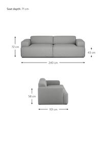 Sofa Melva (3-Sitzer) in Grau, Bezug: Polyester Der hochwertige, Gestell: Massives Kiefernholz, Spa, Webstoff Grau, B 240 x T 101 cm