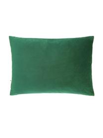 Coussin rectangulaire velours vert brodé Single, Vert, couleur dorée