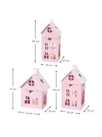 Windlichtenset Kufstein, 3-delig, Gecoat metaal, Roze, Set met verschillende formaten