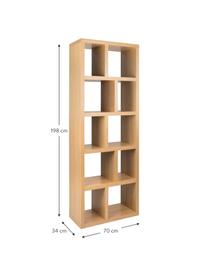 Libreria con finitura in legno di quercia Portlyn, Rivestimento: pannello di fibra a media, Superficie: finitura naturale, Legno di quercia, Larg. 70 x Alt. 198 cm