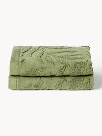 Toallas lavabos de algodón Leaf, tamaños diferentes, Verde oscuro, Toalla lavabo, An 50 x L 100 cm, 2 uds.