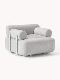 Loungefauteuil Stella, Bekleding: 85% polyester, 15% katoen, Frame: massief sparrenhout, PEFC, Geweven stof grijs, B 111 x D 100 cm