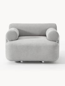 Loungefauteuil Stella, Bekleding: 85% polyester, 15% katoen, Frame: massief sparrenhout, PEFC, Geweven stof grijs, B 111 x D 100 cm