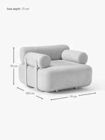 Loungefauteuil Stella, Bekleding: 85% polyester, 15% katoen, Frame: massief sparrenhout, PEFC, Geweven stof grijs, B 111 x D 100 cm