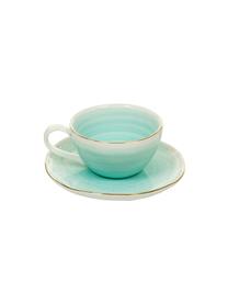 Tasse à espresso avec sous-tasse faite à la main Bella, 4 élém., Bleu turquoise