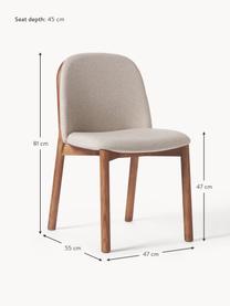 Gestoffeerde stoel Julie van essenhout, Bekleding: 100% polyester Met 20.000, Frame: essenhout, FSC-gecertific, Geweven stof greige, donker essenhout, B 47 x H 81 cm