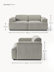 Cord-Sofa Melva (2-Sitzer), Bezug: Cord (92% Polyester, 8% P, Gestell: Massives Kiefernholz, Spa, Füße: Kunststoff Dieses Produkt, Cord Grau, B 198 x T 101 cm