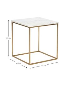 Marmor-Beistelltisch Alys, Tischplatte: Marmor, Gestell: Metall, pulverbeschichtet, Weiß, marmoriert, Goldfarben, B 45 x H 50 cm