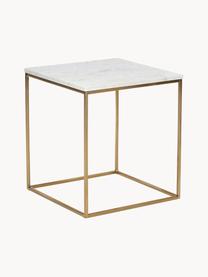 Mramorový odkládací stolek Alys, Bílá mramorová, zlatá, Š 45 cm, V 50 cm