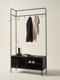 Houten kledingkast Morley, Frame: gepoedercoat ijzer, Zwart, B 98 x H 190 cm