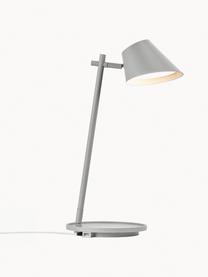 Dimmbare LED-Schreibtischlampe Stay, Lampenschirm: Aluminium, Lampenfuß: Aluminium, Kunststoff, Grau, Ø 20 x H 45 cm