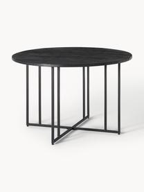 Mesa de comedor redonda de madera de mango Luca, tamaños diferentes, Tablero: madera de mango, cepillad, Estructura: metal, con pintura en pol, Madera de mango, negro pintado, Ø 120 cm