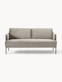 Sofa z aksamitu Fluente (2-osobowa), Tapicerka: aksamit (wysokiej jakości, Stelaż: lite drewno sosnowe, Nogi: metal malowany proszkowo , Greige aksamit, S 166 x G 85 cm