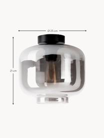 Plafón pequeño de cristal Vaso, Pantalla: vidrio, Anclaje: metal recubierto, Plateado, negro, Ø 25 x Al 21 cm