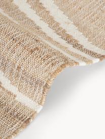 Tapis à poils ras franges et motif zébré Ari, 55 % jute, 25 % coton, 20 % Indian laine, Beige, blanc crème, larg. 120 x long. 180 cm (taille S)