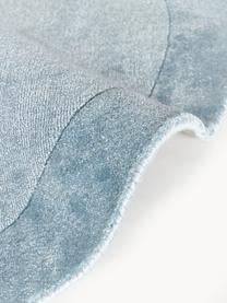 Tappeto rotondo a pelo corto Kari, 100% poliestere certificato GRS, Tonalità blu, Ø 150 cm (taglia M)