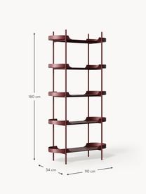 Scaffale alto in metallo Taru, Metallo verniciato a polvere, Rosso vino opaco, Larg. 90 x Alt. 180 cm