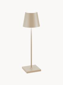 Lampada da tavolo portatile a LED con luce regolabile Poldina, Lampada: alluminio rivestito, Beige chiaro opaco, Ø 11 x Alt. 38 cm