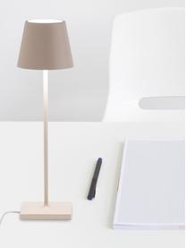 Lampada da tavolo portatile a LED con luce regolabile Poldina, Lampada: alluminio rivestito, Beige chiaro opaco, Ø 11 x Alt. 38 cm