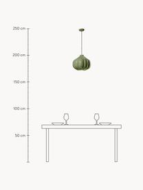 Lámpara de techo artesanal Afoxe, Pantalla: cerámica, Anclaje: metal recubierto, Cable: cubierto en tela, Verde oliva, Ø 34 x Al 30 cm