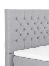 Letto boxspring premium Pheobe, Materasso: a molle insacchettate a 7, Piedini: legno di faggio massiccio, Grigio, 200 x 200