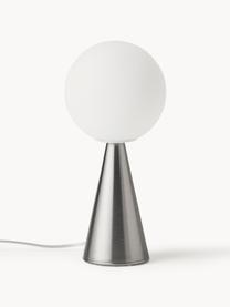 Malá stolová lampa Bilia, ručne vyrobená, Biela, strieborná, Ø 12 x V 26 cm