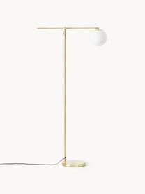 Lámpara de pie de vidrio opalino Moon, Pantalla: vidrio, Cable: plástico, Blanco, latón, Al 162 cm