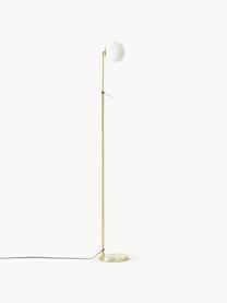 Lampadaire en verre opalescent Moon, Blanc, or laiton, haut. 162 cm