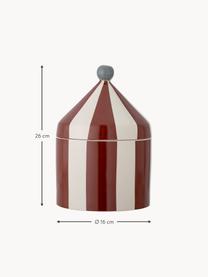 Scatola portaoggetti dipinta a mano Cimmi, Gres, Rosso vino, bianco latte, Ø 16 x Alt. 26 cm