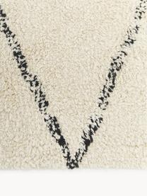 Passatoia in cotone fatta a mano con motivo zigzag e frange Asisa, 100% cotone, Beige, nero, Larg. 80 x Lung. 250 cm