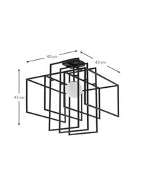 Design Deckenleuchte Rubic mit Glasschirm, Lampenschirm: Opalglas, Baldachin: Metall, pulverbeschichtet, Schwarz, B 40 x H 43 cm