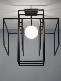 Dizajnová stropná lampa so skleneným tienidlom Rubic, Čierna, Š 40 x V 38 cm
