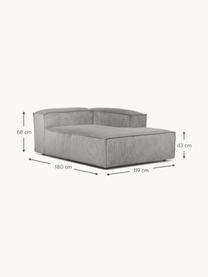 Diván modular de pana Lennon, Tapizado: pana (92% poliéster, 8% p, Estructura: madera de pino maciza, ma, Patas: plástico, Pana gris claro, An 119 x F 180 cm, chaise longue derecha