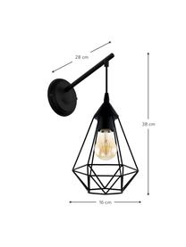 Wandlamp Tarbes in industrieel design, Lampenkap: staal, Frame: staal, Zwart, D 28 x H 38 cm