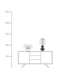 Grote tafellampen Felicitas, 2 stuks, Lampenkap: katoen, Lampvoet: gelakt glas, Voetstuk: metaal, Groen, Ø 35 x H 58 cm