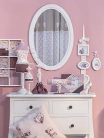 Oválné nástěnné zrcadlo s dřevěným rámem Daisy, Bílá, Š 48 cm, V 70 cm