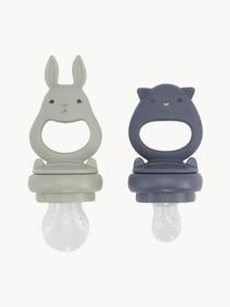 Fruitzuiger Bunny, set van 2, Silicone, Lichtgrijs, grijsblauw, Set met verschillende formaten