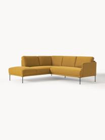 Ecksofa Fluente, Bezug: 100 % Polyester Der strap, Gestell: Massives Kiefernholz, Füße: Metall, pulverbeschichtet, Webstoff Ocker, B 221 x T 200 cm, Eckteil links