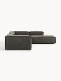 Modulares XL-Ecksofa Lennon aus recyceltem Leder, Bezug: Recyceltes Leder (70 % Le, Gestell: Massives Holz, Sperrholz, Füße: Kunststoff Dieses Produkt, Leder Taupe, B 329 x T 269 cm, Eckteil links