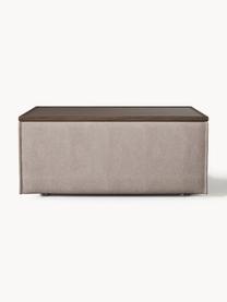 Sofa-Hocker Lennon mit Stauraum, Bezug: 100 % Polyester Der strap, Tablett: Eichenholz, Spannplatte m, Gestell: Spanplatte, mitteldichte , Webstoff Taupe, dunkles Eichenholz, B 88 x T 50 cm