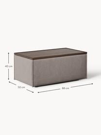 Sofa-Hocker Lennon mit Stauraum, Bezug: 100 % Polyester Der strap, Tablett: Eichenholz, Spannplatte m, Gestell: Spanplatte, mitteldichte , Webstoff Taupe, dunkles Eichenholz, B 88 x T 50 cm