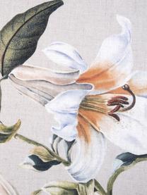 Pościel z satyny bawełnianej Flori, Przód: beżowy, kremowobiały Tył: beżowy, 200 x 200 cm + 2 poduszki 80 x 80 cm