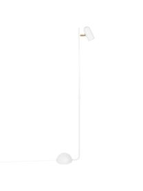 Kleine retro leeslamp Swan, Lampenkap: gecoat metaal, Lampvoet: gecoat metaal, Decoratie: metaal, Wit, messingkleurig, 33 x 126 cm